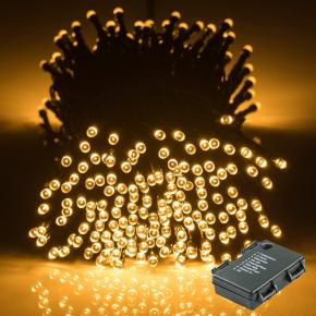 Tokmali LED Lichterkette Batterie, 300Leds 40M Warmweiß Weihnachtsbeleuchtung Außen- mit 8 Modi und Timer Wasserdicht IP44 für Außen und Innen Weihnachten Zimmer, Fenster, Treppen,Geländer Garten